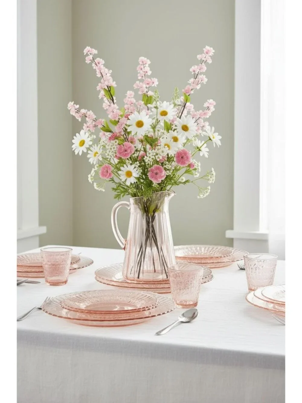 Pink Artificial Filler Flowers Set of 4 18 Inch Mini Blossom Stems for Wreaths A